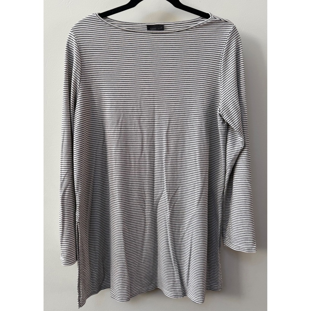 J‎ Jill Wearever Black & White Striped Long Sleeve Tunic Top Shirt Womens Size M